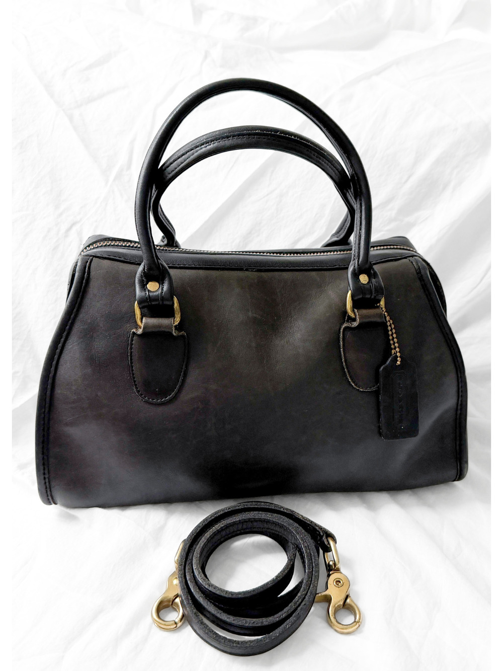 Vintage 1980s Coach Broadway Satchel Black Leather Doctor Bag USA Made Purse